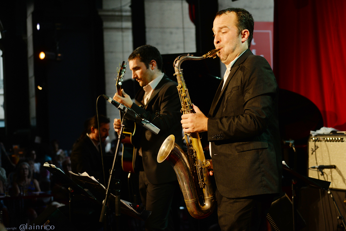 Uptown Quintet, hommage à Grant Green, à Jazz au Péristyle de l'Opéra de Lyon, Olivier Calvet, Matthieu Guerret, photo Alain Rico